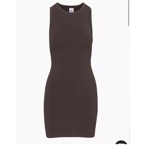 Tna Aritzia Tank Mini Dress Mocha Brown Sleeveless Size Medium Organic Cotton
